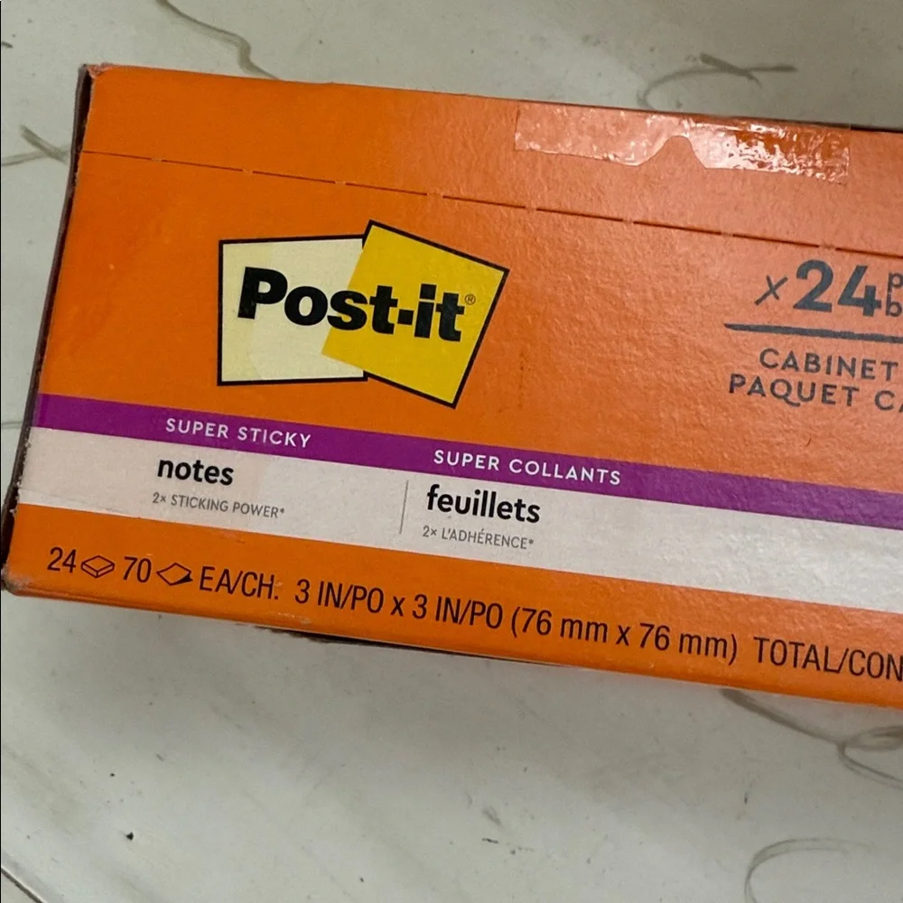 New Box of 24 Pad Super Sticky Post It Notes